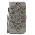 Откидной чехол для Xiaomi Redmi Note 9s/ 9 Pro, Mandala Flower, серый