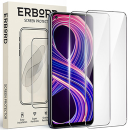 2x Закаленное стекло для Realme 8 5G, ERBORD 9H Hard Glass на экране
