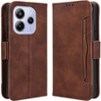 Откидной чехол для Xiaomi Redmi Note 14 4G, Card Slot, коричневый