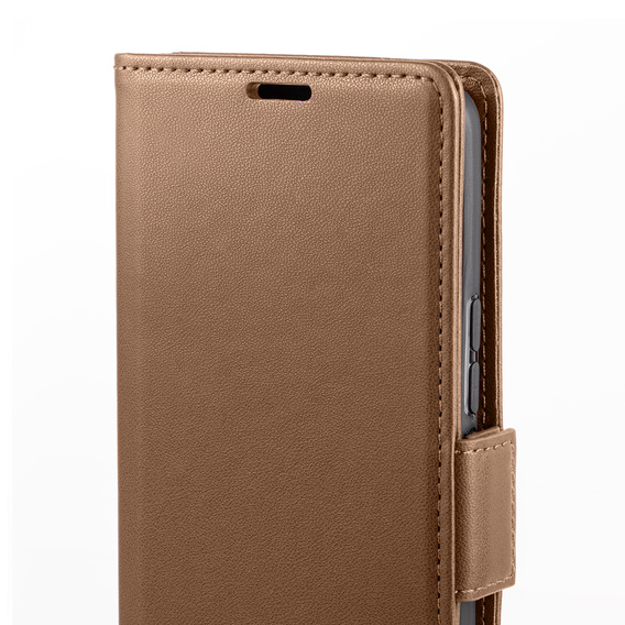 Чохол для Xiaomi 14T Pro, ERBORD Glossy Litchi, гаманець з клапаном, коричневий
