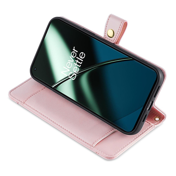 Откидной чехол для OnePlus 12 5G, Wallet Zipper Pocket, розовый
