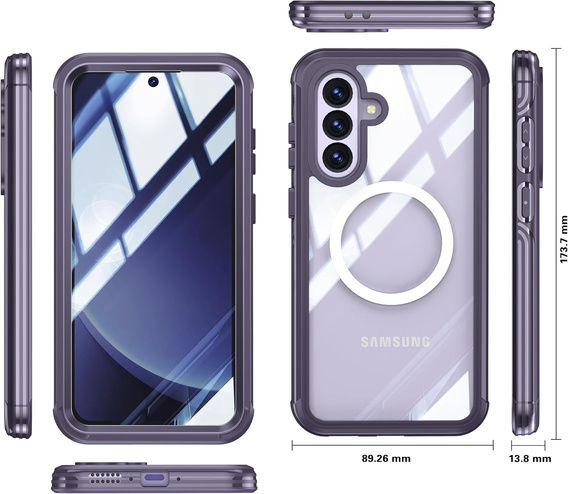 Чохол для Samsung Galaxy A36 / Samsung Galaxy A56, Shockproof, зі склом, для MagSafe, фіолетовий