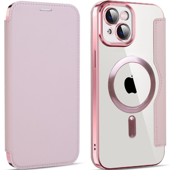Откидной чехол для iPhone 14 Plus, RFID Wallet MagSafe CamShield, розовый