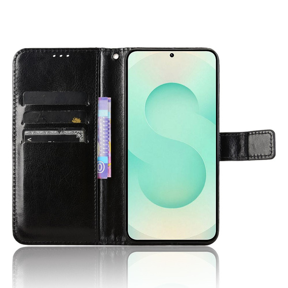 Футляр з клапаном для Samsung Galaxy S25 Edge, Crazy Horse Wallet, чорний