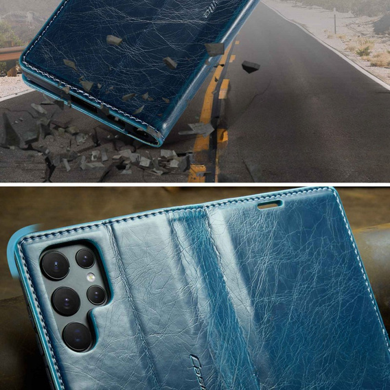Флип-кейс CASEME для Samsung Galaxy S22 Ultra, Waxy Textured, синий