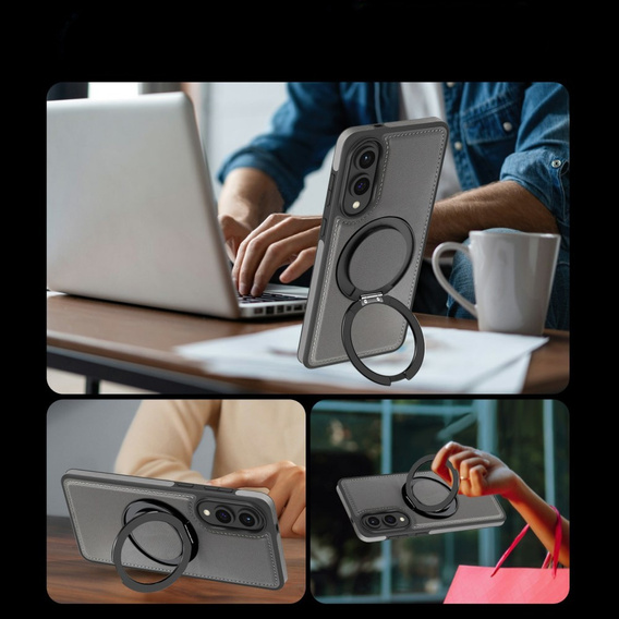 Чехол для Realme 12 Pro 5G / 12 Pro+ 5G, Leather Kickstand Ring, чёрный