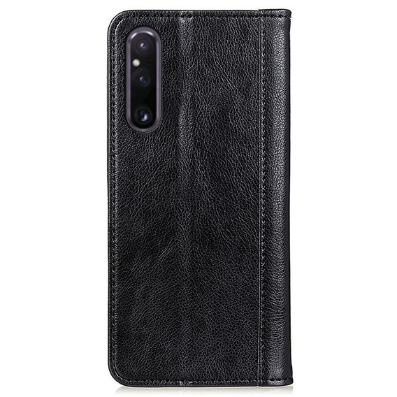 Чехол до Sony Xperia 1 V, Wallet Litchi Leather, чёрный