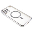 Чехол для iPhone 12 Pro, Electro MagSafe, серебряный + стекло для экрана