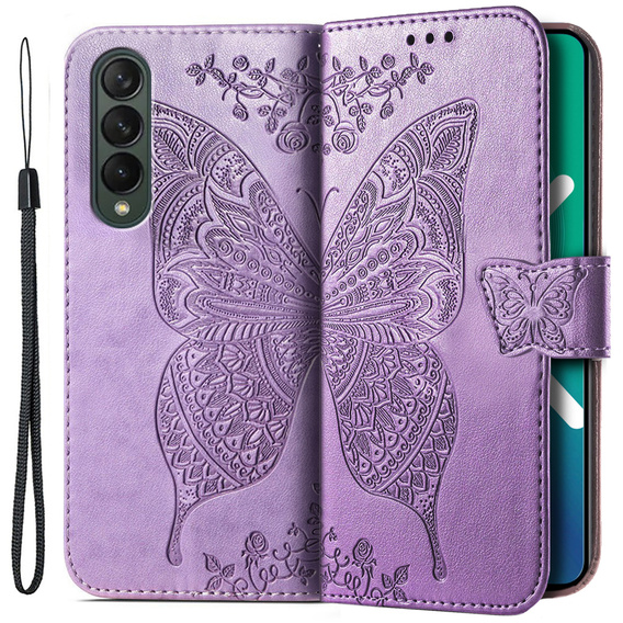 Откидной чехол для Samsung Galaxy Z Fold 4 5G, Butterfly, фиолетовый