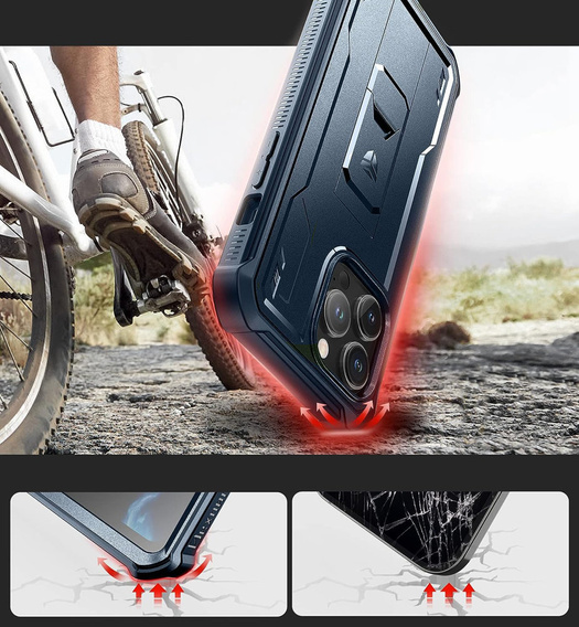Бронированный чехол для iPhone 14 Pro Max, Dexnor Full Body, темно-синий