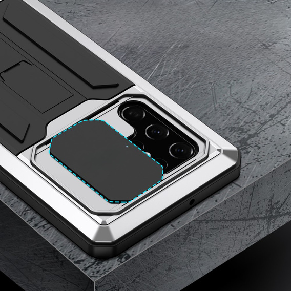 Броньований чохол для Samsung Galaxy S22 Ultra, R-JUST CamShield Slide, сріблястий