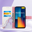 Откидной чехол для Xiaomi Redmi Note 13 Pro 4G / Xiaomi Redmi Note 14S / Xiaomi Poco M6 Pro 4G, Wallet, Marble фиолетовый
