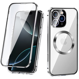 Магнітний чохол Dual Glass MagSafe для iPhone 16 Pro, сріблястий