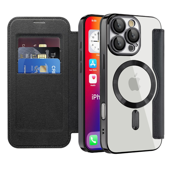 Откидной чехол для iPhone 16 Pro Max, RFID Wallet MagSafe CamShield, чёрный
