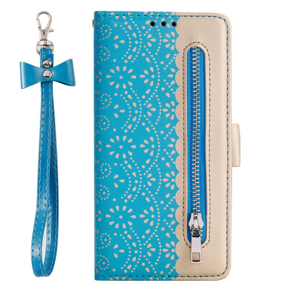 Чохол-кришка для Samsung Galaxy S22+ Plus 5G, Wallet Pocket Zipper Lace, м'яти