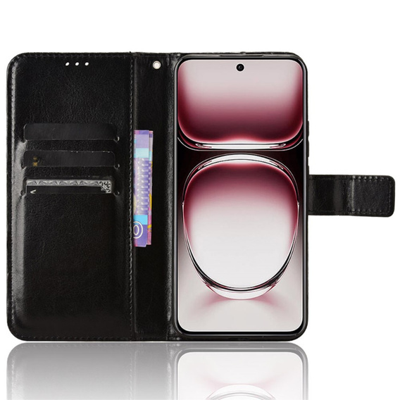 Откидной чехол для Oppo Reno 12 Pro, Crazy Horse Wallet, чёрный