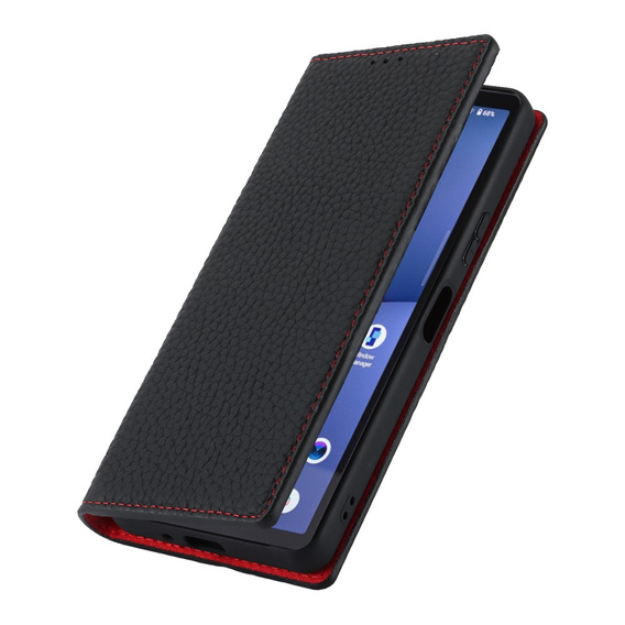 Откидной чехол для Sony Xperia 10 V, Litchi Skin Grain, чёрный