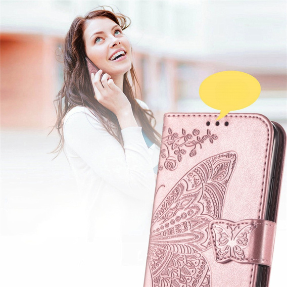 Чохол-книжка для Motorola Edge 50 Ultra, Butterfly, рожевий rose gold