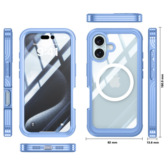 Чохол для iPhone 16 Plus, Shockproof, зі склом, для MagSafe, м'яти