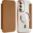 Откидной чехол для Samsung Galaxy S23, Wallet, MagSafe, коричневый