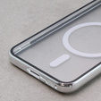 Магнитный чехол с двойным стеклом MagSafe для Samsung Galaxy S23+ Plus, серебряный