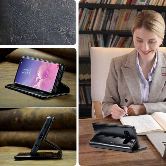 Флип-кейс CASEME для Samsung Galaxy S10+ Plus, Waxy Textured, чёрный