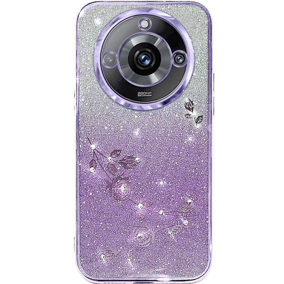 Чохол для Realme 11 Pro 5G / Pro+ 5G, Glitter Flower, фіолетовий