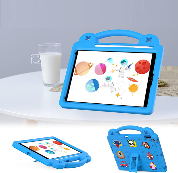 Детский чехол для iPad 10.2" 2021/2020/2019 (9/8/7 gen.) / Air 10.5" 2019 (3 gen.), Cute Patterns, с подставкой, синий