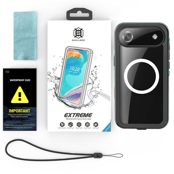 Чохол для iPhone Air, водонепроникний IP68, SHELLBOX MagSafe, синій