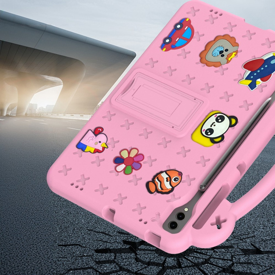 Дитячий чохол для планшета Samsung Galaxy Tab S10+ Plus, Cute Patterns, з підставкою, рожевий