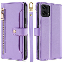 Откидной чехол для Motorola Moto G04 / G24 / G24 Power, Wallet Zipper Pocket, фиолетовый