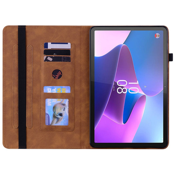 Чехол до Lenovo Tab P11 Gen 2, Wallet Pen Slot, коричневый