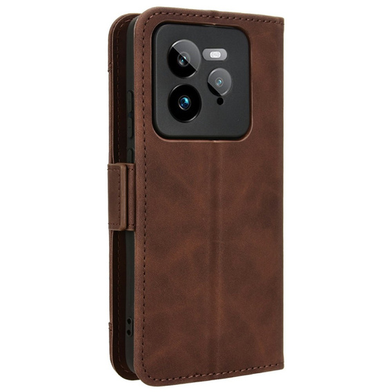 Футляр з клапаном для Realme GT 7 Pro, Card Slot, коричневий