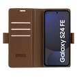 Чохол для Samsung Galaxy S24 FE, ERBORD Glossy Litchi, гаманець з клапаном, коричневий