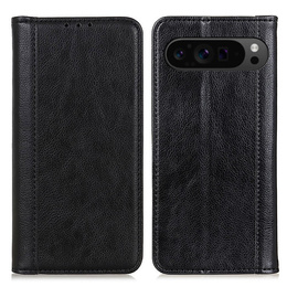 Чехол с клапаном для Google Pixel 10 Pro XL / 9 Pro XL, с карманом, кожа, черный