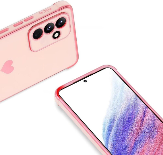 Чехол для Samsung Galaxy A35 5G, Electro heart, розовый rose gold + полное клеевое керамическое стекло