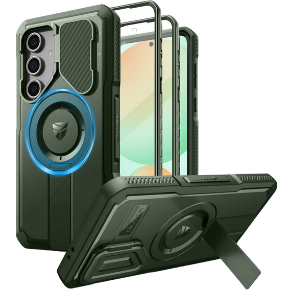 Броньований чохол для Samsung Galaxy S24 FE, Dexnor Full Body (Two Frames), зелений