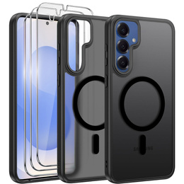 Чохол для Samsung Galaxy S25 / S24, для MagSafe, ERBORD Matt Case, чорний + захисне скло