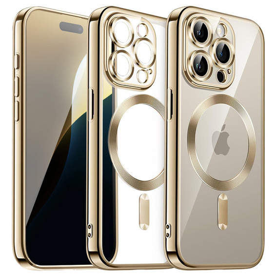 Чохол для iPhone 16 Pro Max, Electro MagSafe, золотий + Скло на екран