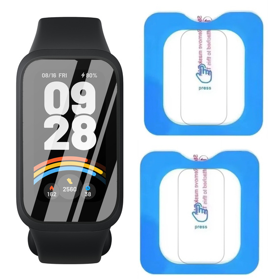 2x ERBORD загартованого скла для Xiaomi Smart Band 9 Active, з монтажною рамкою