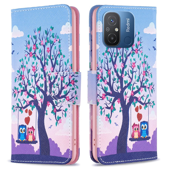 Чохол-книжка для Xiaomi Redmi 12C, Wallet, tree & owls, м'яти