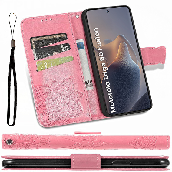 Чохол-книжка для Motorola Edge 60 / 60 Fusion, Butterfly, рожевий rose gold