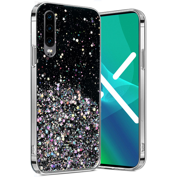 Чехол до Huawei P30, Glittery, чёрный