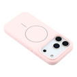 Силиконовый чехол для iPhone 17 Pro, для MagSafe, противоударный, розовый