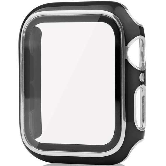 2в1 чехол и защитное стекло для часов Apple Watch 7/8 45mm - Black / Silver