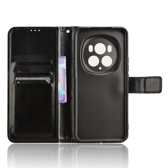 Откидной чехол для Honor Magic 6 Pro 5G, Crazy Horse Wallet, чёрный