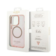 Чoхол GUESS до iPhone 14 Pro, Gold Outline Translucent MagSafe, рожевий