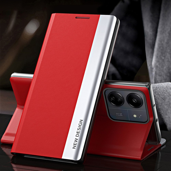 Откидной чехол для Xiaomi Redmi 13C / Poco C65, Side Magnetic, красный