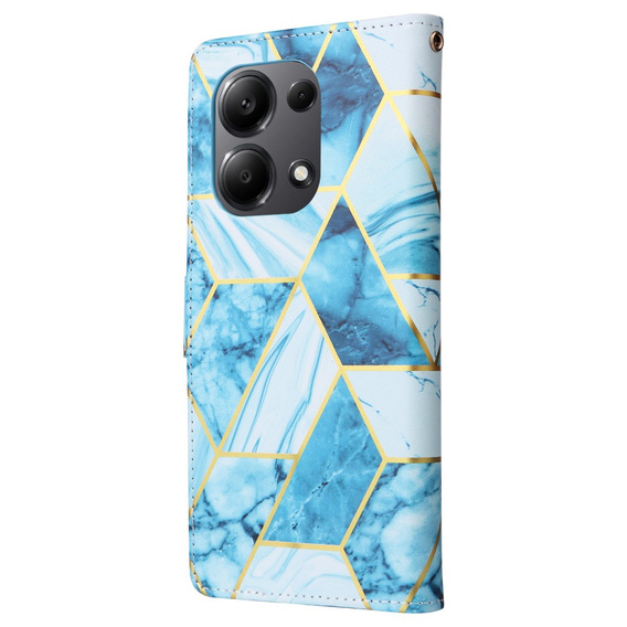 Откидной чехол для Xiaomi Redmi Note 13 Pro 4G / Xiaomi Redmi Note 14S / Xiaomi Poco M6 Pro 4G, Wallet, Marble синий