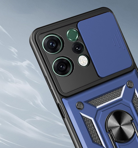 Броньований чохол для Oppo Reno 14, із захистом камери, з підставкою, синій